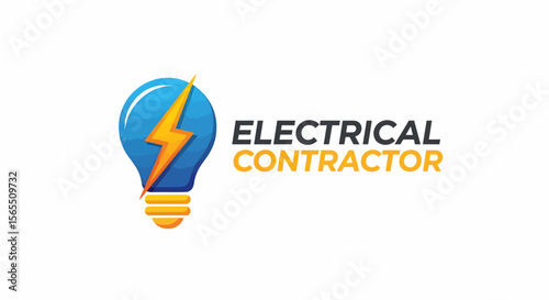 Vibrant Blue and Orange Lightbulb Logo for Electrical Contractor