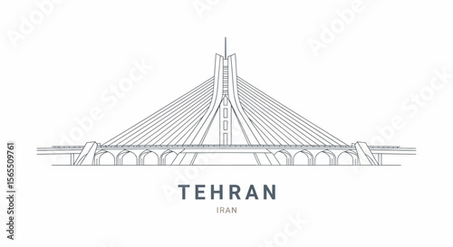 Minimalist Outline of Tabiat Bridge in Tehran, Iran, Modern Architecture