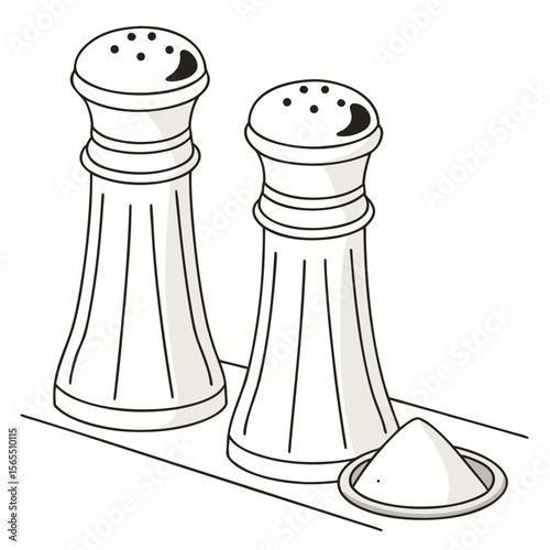 Salt and Pepper Shakers with Salt Pile salt shaker
