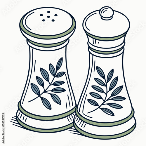 Salt and pepper shakers with olive branch design salt shaker