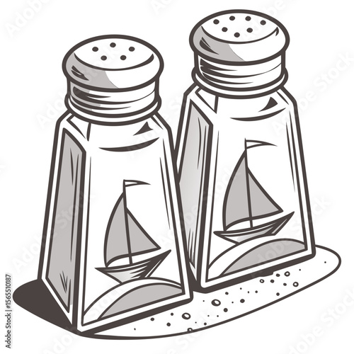 Salt and pepper shakers with sailboats salt shaker