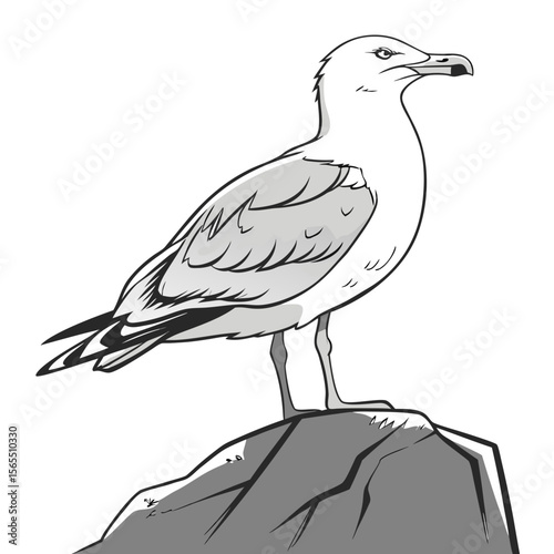 Seagull perched on a rock bird wildlife
