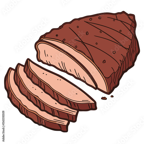 Sliced roasted meat food brown