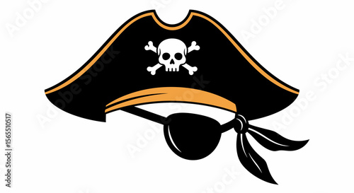 Vector Illustration of a Pirate Hat with Eye Patch
