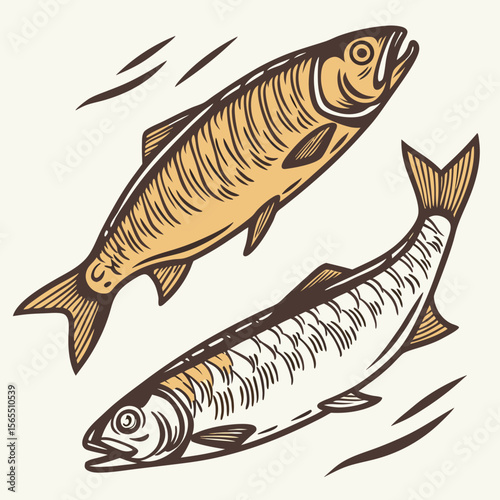 Two Fish Swimming Together seafood marine life