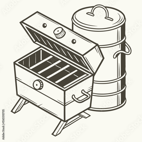 Smoker grill and barrel cooking barbecue
