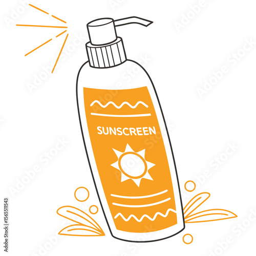 Sunscreen bottle with sun and waves dispenser