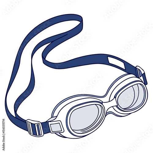 Blue swimming goggles with white frame blue strap water sport accessory