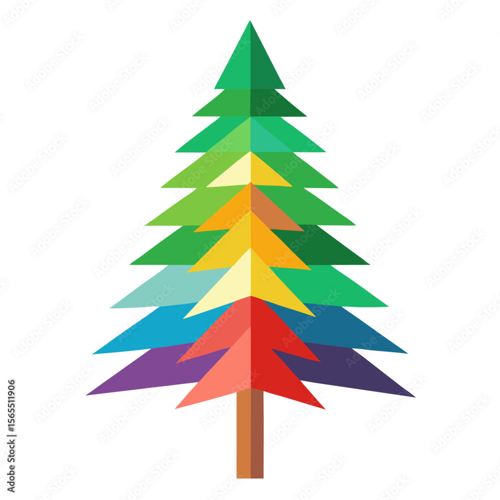 Fototapeta premium Pine tree colorful Vector 
