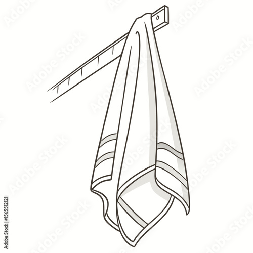 White towel hanging on rack fabric