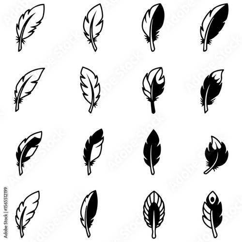 A vector set of classic quill silhouettes and line art, perfect for a logo for an author, publisher, or literary blog