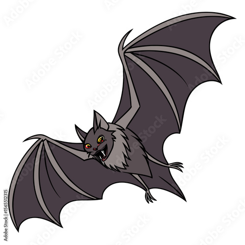 Cartoon bat flying with open mouth creature animal