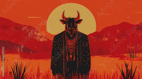 Fantasy minotaur face highlighted in close-up framing, showing scars, textured horns, and deep-set eyes.