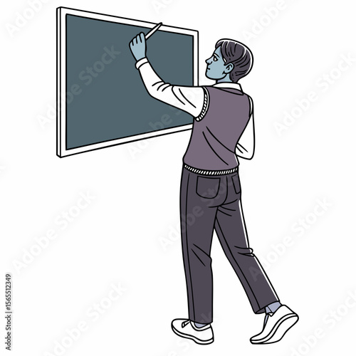 Person writing on a chalkboard education teaching