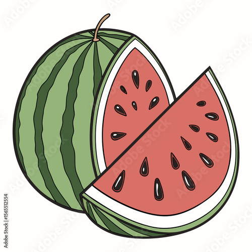 Watermelon slices with seeds fruit food