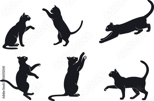 A sleek collection of black cat silhouettes, purr-fect for any pet or animal design