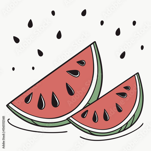 Watermelon Slices With Seeds fruit
