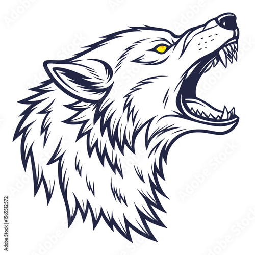 Wallpaper Mural Fierce wolf head roaring with sharp teeth and yellow eyes Torontodigital.ca