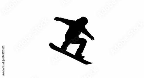 Snowboarder Jumping Silhouette Vector – Winter Sports, Extreme Action, and Snow Adventure Concepts