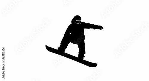 Snowboarder Jumping Silhouette Vector – Winter Sports, Extreme Action, and Snow Adventure Concepts