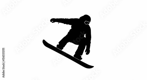 Snowboarder Jumping Silhouette Vector – Winter Sports, Extreme Action, and Snow Adventure Concepts
