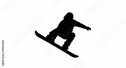 Snowboarder Jumping Silhouette Vector – Winter Sports, Extreme Action, and Snow Adventure Concepts