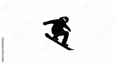 Snowboarder Jumping Silhouette Vector – Winter Sports, Extreme Action, and Snow Adventure Concepts