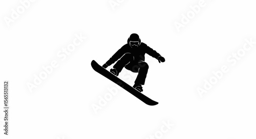 Snowboarder Jumping Silhouette Vector – Winter Sports, Extreme Action, and Snow Adventure Concepts