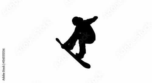 Snowboarder Jumping Silhouette Vector – Winter Sports, Extreme Action, and Snow Adventure Concepts