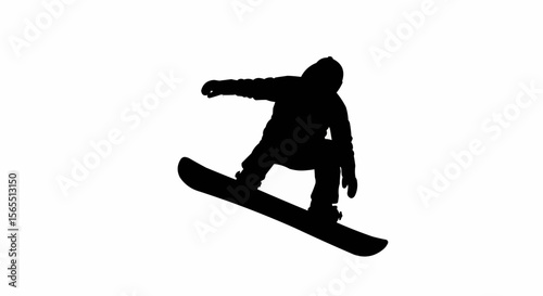 Snowboarder Jumping Silhouette Vector – Winter Sports, Extreme Action, and Snow Adventure Concepts