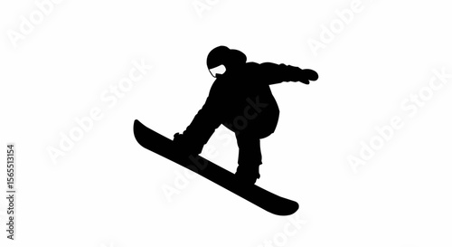 Snowboarder Jumping Silhouette Vector – Winter Sports, Extreme Action, and Snow Adventure Concepts