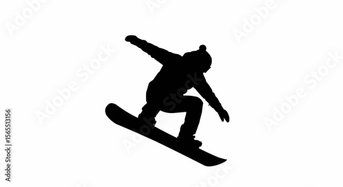 Snowboarder Jumping Silhouette Vector – Winter Sports, Extreme Action, and Snow Adventure Concepts