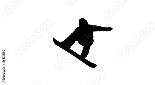 Snowboarder Jumping Silhouette Vector – Winter Sports, Extreme Action, and Snow Adventure Concepts