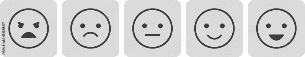 Fototapeta premium Emoticon Expressions Vector Set – Diverse Feedback Icons with Different Moods