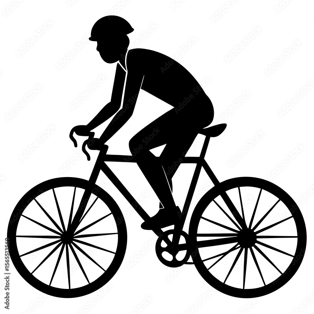 Fototapeta premium silhouette of a cyclist shilhoutte on white background