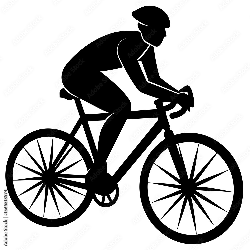 Obraz premium silhouette of a cyclist shilhoutte on white background