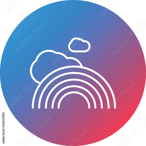 Rainbow Line Gradient Circle Background Icon