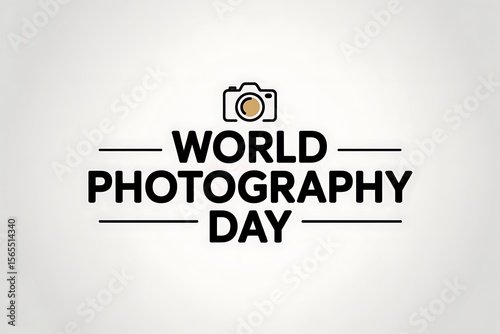 A world photography day logo with a camera isolated on white background