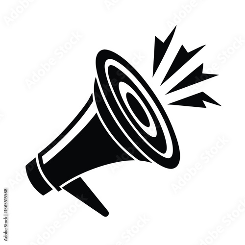Loudspeaker with sound waves communication silhouette vector illustration