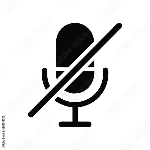 Microphone vector icon illustration, a modern business concept design symbol a minimalist flat design icon of a microphone audio sound muted silhouette vector illustration line art on white background