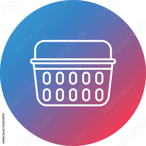 Laundry Basket Line Gradient Circle Background Icon