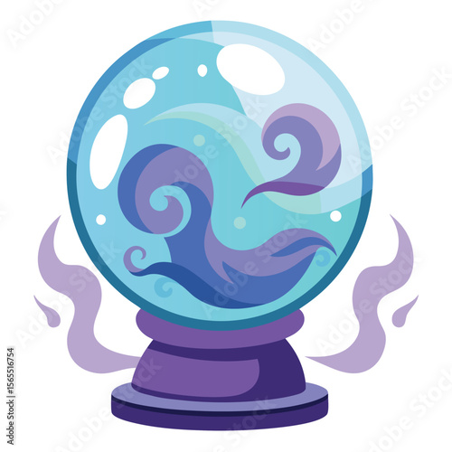 A crystal ball showing a misty, swirling vision, isolated on a clean background, evoking fortune and mysticism