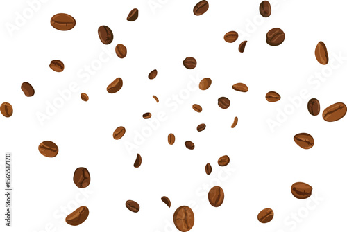 Vector banner background with brown winding coffee beans illustration explosion
