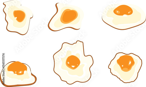 Fried Eggs Vector illustration sheet on transparent background