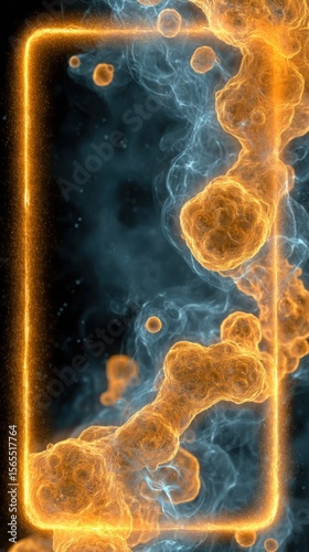 Abstract Glowing Smartphone Frame: Vibrant Cosmic Digital Art with Futuristic Elements