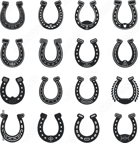 Horseshoe Silhouette Vector Set - Lucky Charm Icons Collection