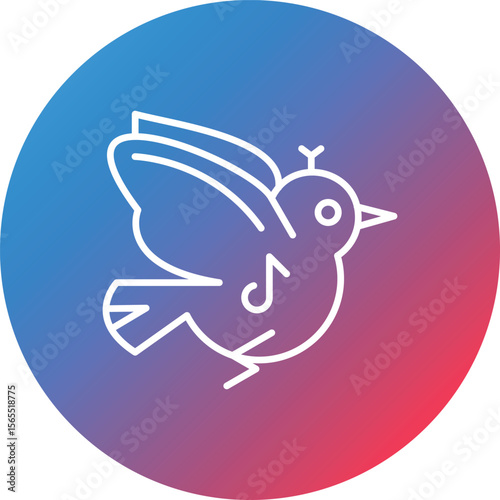 Spring Birds Line Gradient Circle Background Icon