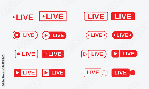 Vector Live Stream Icons Set Design on Clean Background