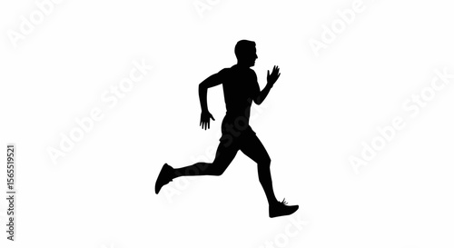 Marathon Runner Sprinting Silhouette Vector – Endurance Race, Fitness, and Athletic Motion Concepts

