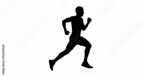 Marathon Runner Sprinting Silhouette Vector – Endurance Race, Fitness, and Athletic Motion Concepts

